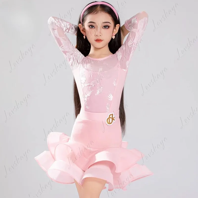 ชุดการแสดงเต้นละตินสำหรับเด็กในฤดูใบไม้ร่วงและฤดูหนาว ชุดฝึกซ้อมสำหรับเด็กผู้หญิง ชุดฝึกซ้อมระดับไฮเอนด์สำหรับเด็ก