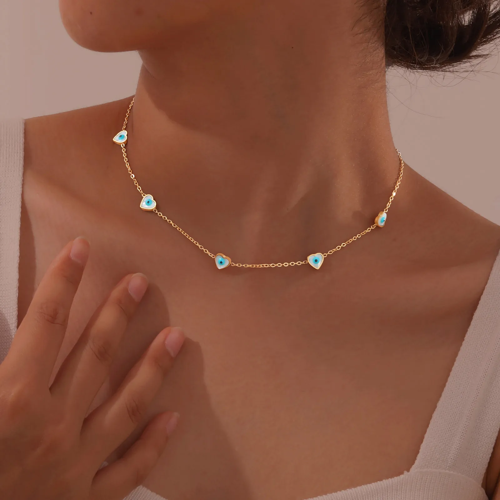 Evil Eye Choker Necklace, Charms Blue Eye Protection Necklace for Women, Lucky Jewelry Gift - Image 6