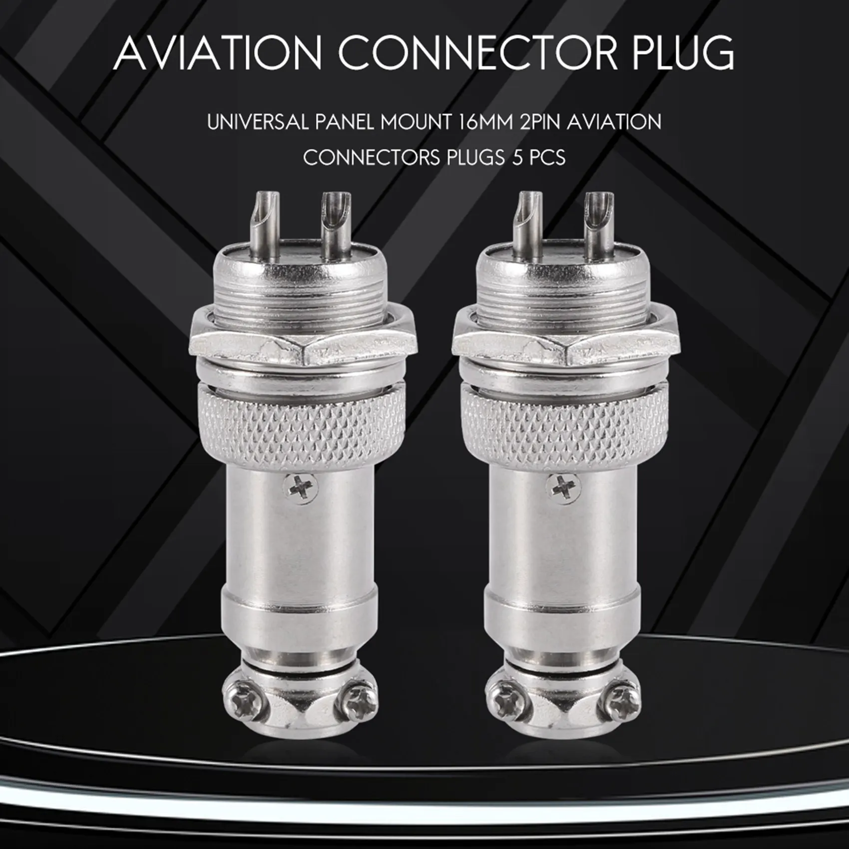 AA80 Universal Panel Mount 16mm 2Pin Aviation Connectors Plugs 5 Pcs