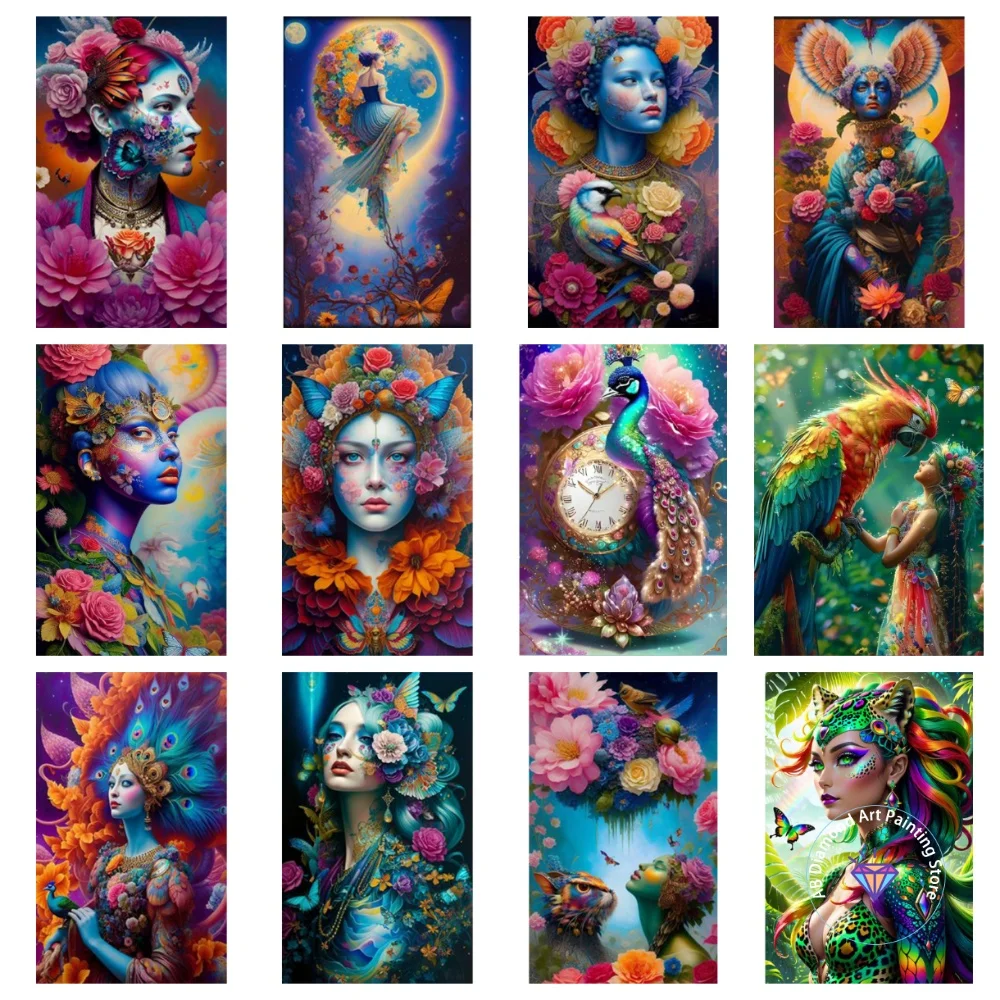 

Women's Bird Flower AB Diamond Painting Kit Square Round Diamond 5D DIY Animal Mosaic Handmade Art Exquisite Gift Home Decor