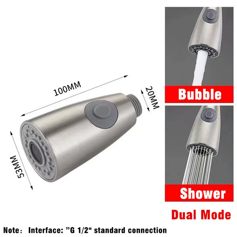 2 Mode Kitchen Pull Out Faucet Sprayer Plating Nozzle Water Saving Bathroom Basin Sink Shower Spray Head Water Tap Faucet Filter