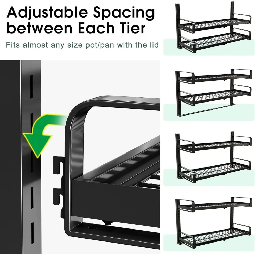 %a 30" Expandable Hanging Pot Rack, 2 Tier Adjustable Pot and Pan Rack for Kitchen Organizers and Storage, Heavy Duty Pot