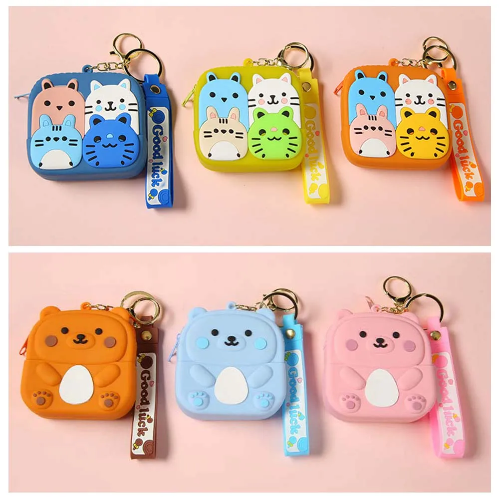 Bag Pendant Silicone Coin Purse Korean Style Lightweight Cartoon Silicone Keychain Animal Bear Silicone Cartoon Wallet Travel