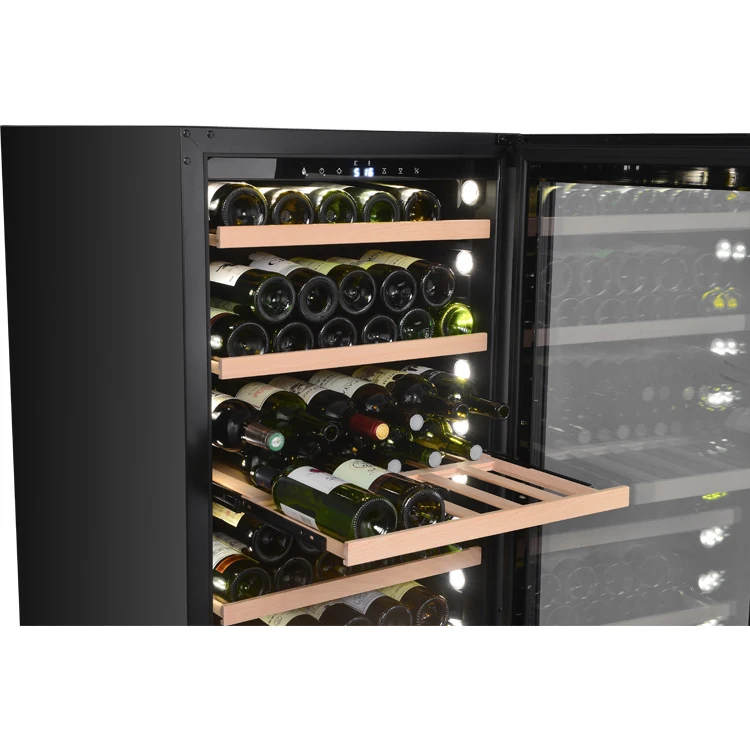 Convenient Using Temperature Control Wine and Beverage Coolers Refrigerator Cooler Wine for Man Cave LED Light Glass Door 160