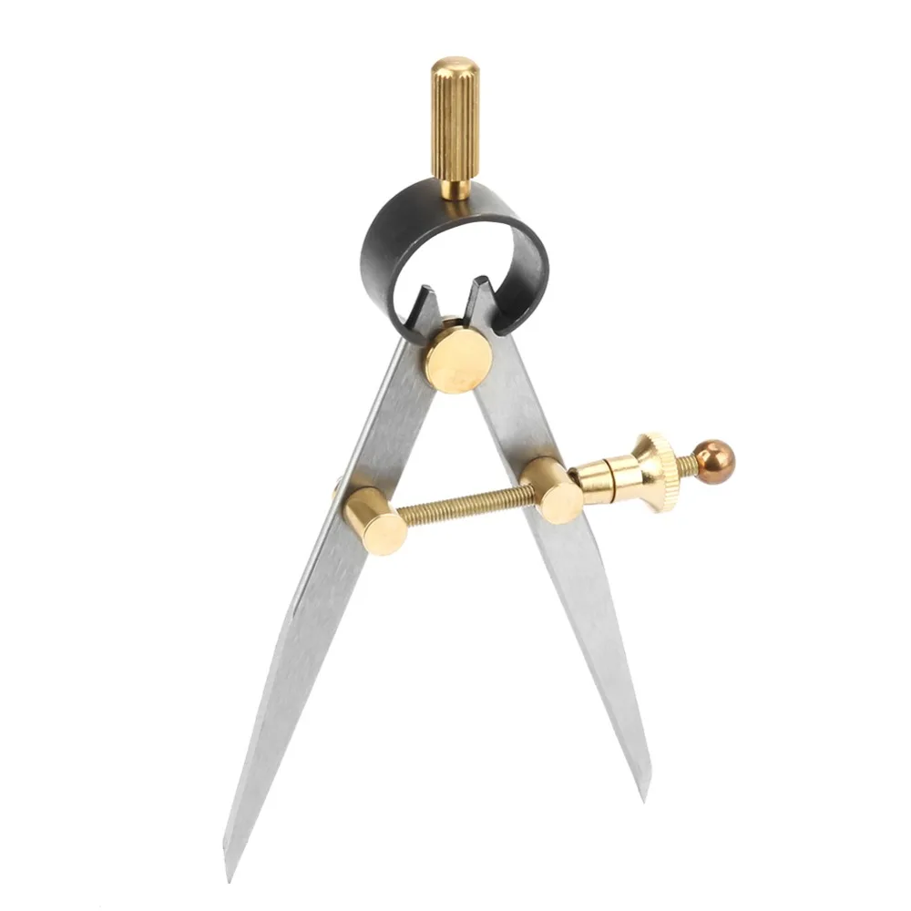100mm Spring Divider Caliper Brass Fulcrum Carbon Steel DIY Sewing Tools Flat Leg Rotating Design Drawing Tools Leathercraft