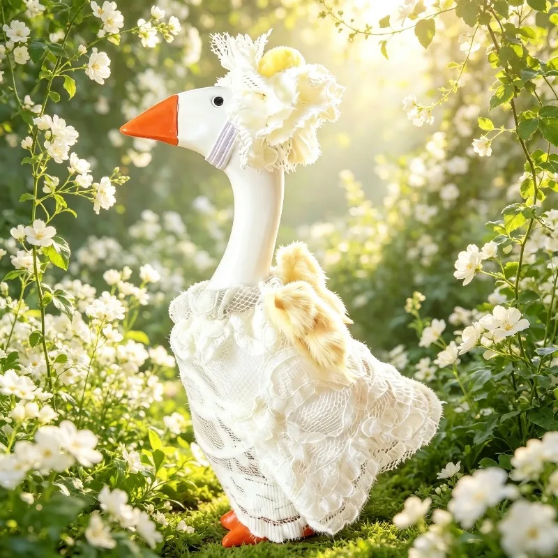 Princess Dress White Dress Suitable for 7-inch and 23 Inch Cement Goose Decoration Accessories Used Courtyard Display