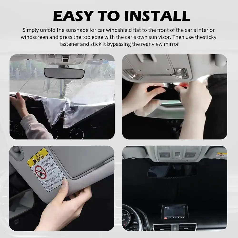 57.09 * 31.5 "الزجاج الأمامي الشمس الظل طوي، ترقية 210T الراديوم التيتانيوم الفضة غطاء الزجاج الأمامي للسيارة مع كيس التخزين ل Aut #6