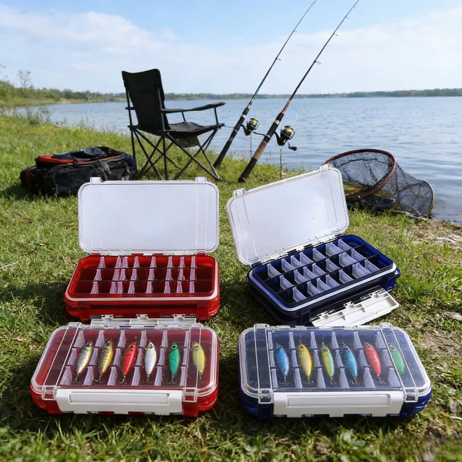 

Double-sided lure storage box, portable waterproof artificial bait storage box, fishing gear accessory storage box