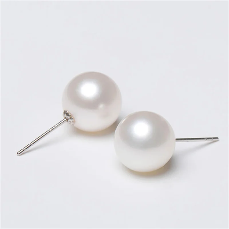 Natural Freshwater Pearls White Pearl 4A Simple Exquisite Elegant Stud Earrings for Women Girls Piercing Fashion Fine Earring