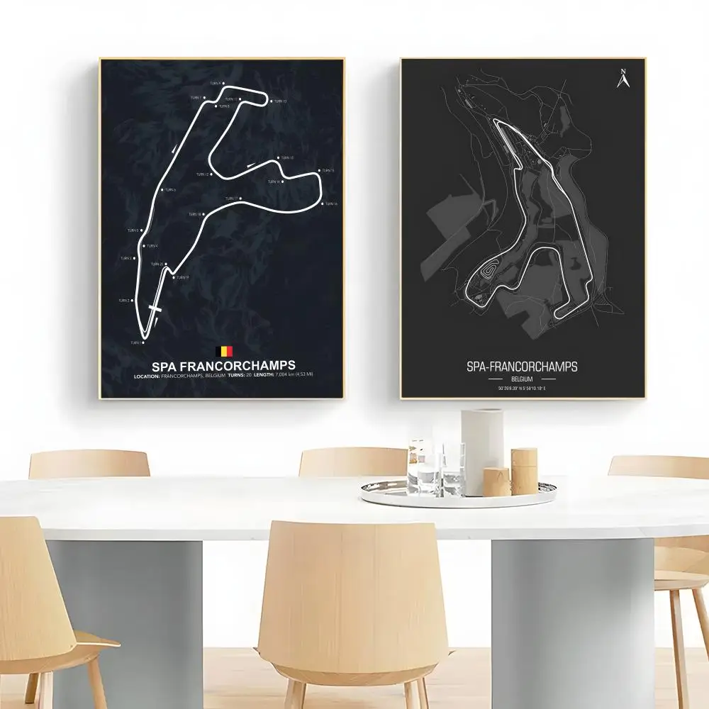 Classic RaceTrack Circuit de Spa-Francorchamps Poster Wall Art Print Decorative Mural Home Decor Gift Unframed
