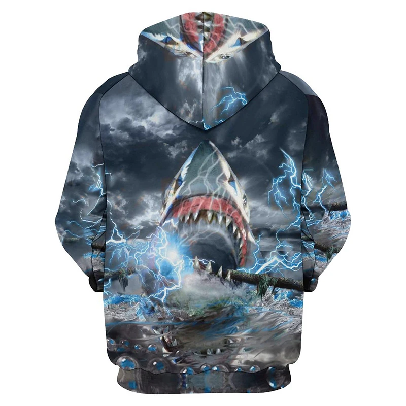 Fierce Shark Graphic Hoodie for Men Tops 3D Terror Goth Whale Print New in Hoodies Womens Clothing Harajuku Fashion y2k Pullover