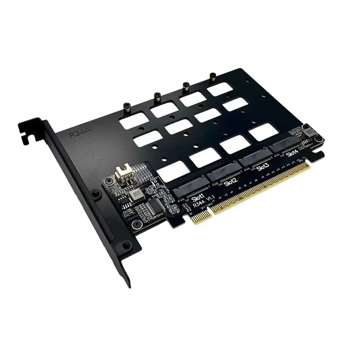 Promotion R34A PCIE 5.0 Gen5 X16 to 4-Port Card M.2 NVMe Hard Drive Split Adapter Expansion Card 128Gbps 4-Disks Split Adapter