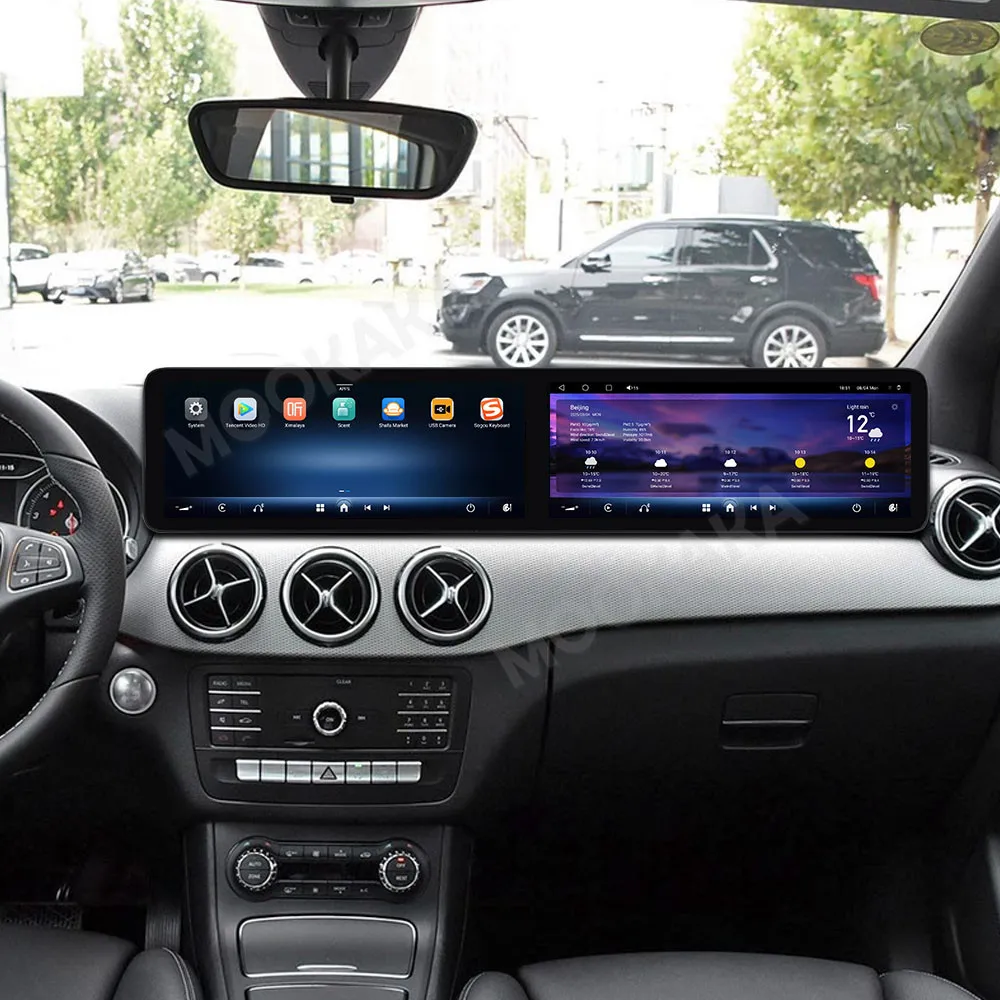 

24,6-дюймовый двойной экран для Mercedes Benz B-класса W246 2014-2019, автомобильная магнитола с CarPlay, Android Auto, GPS-навигацией и функцией записи.