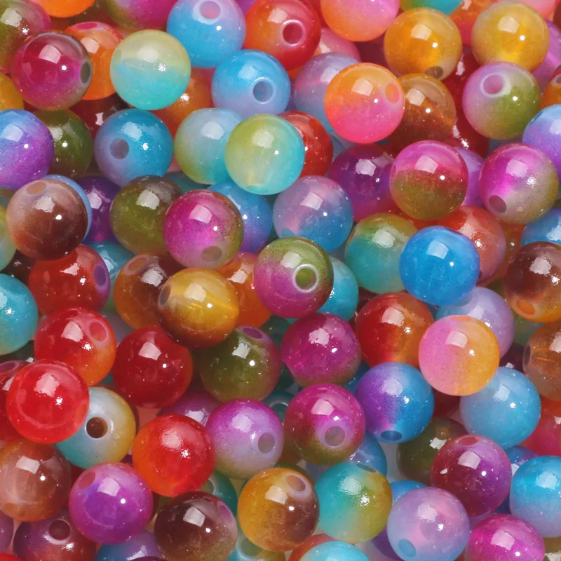 8/10/12mm Doppel Farbe Acryl Runde Perlen Glatte Spacer Lose Perlen Für Diy Armband Halskette Handwerk schmuck Machen Zubehör