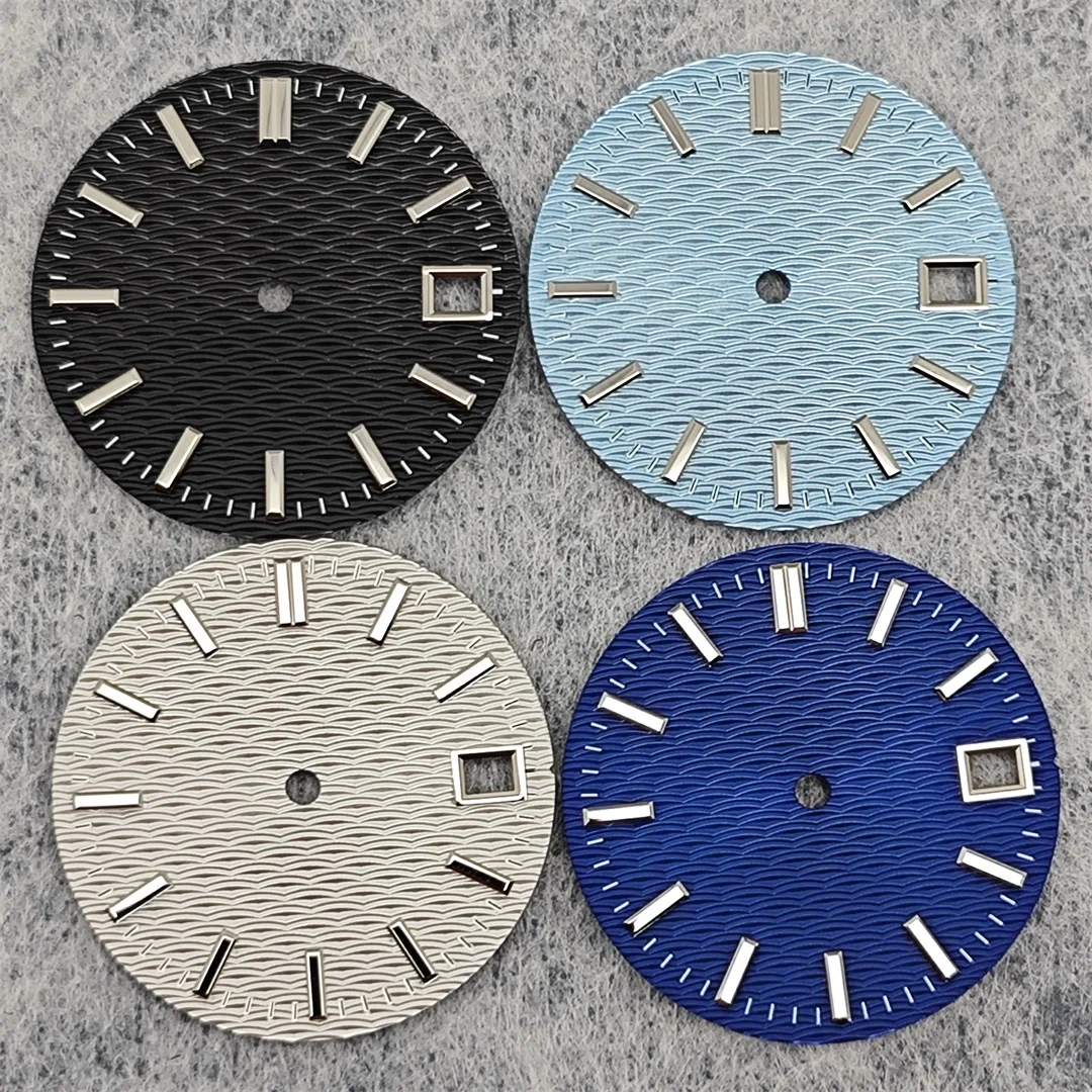 28.5mm Watch Dial NH35 Dial Wave Textured Surface No Luminescence Watch Faces Watch Accessories for NH35 Movement