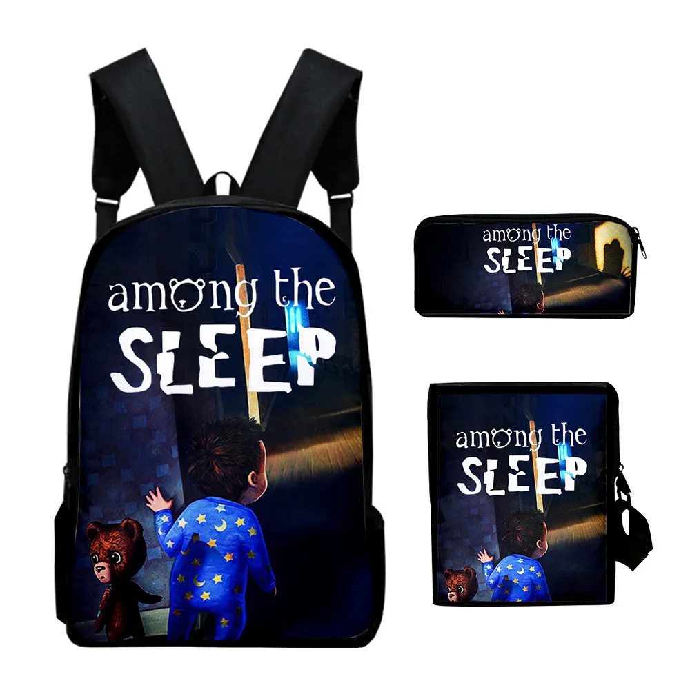 Classic Novelty Among the Sleep 3D Print 3pcs/Set pupil School Bags Laptop Daypack Backpack Inclined shoulder bag Pencil Case