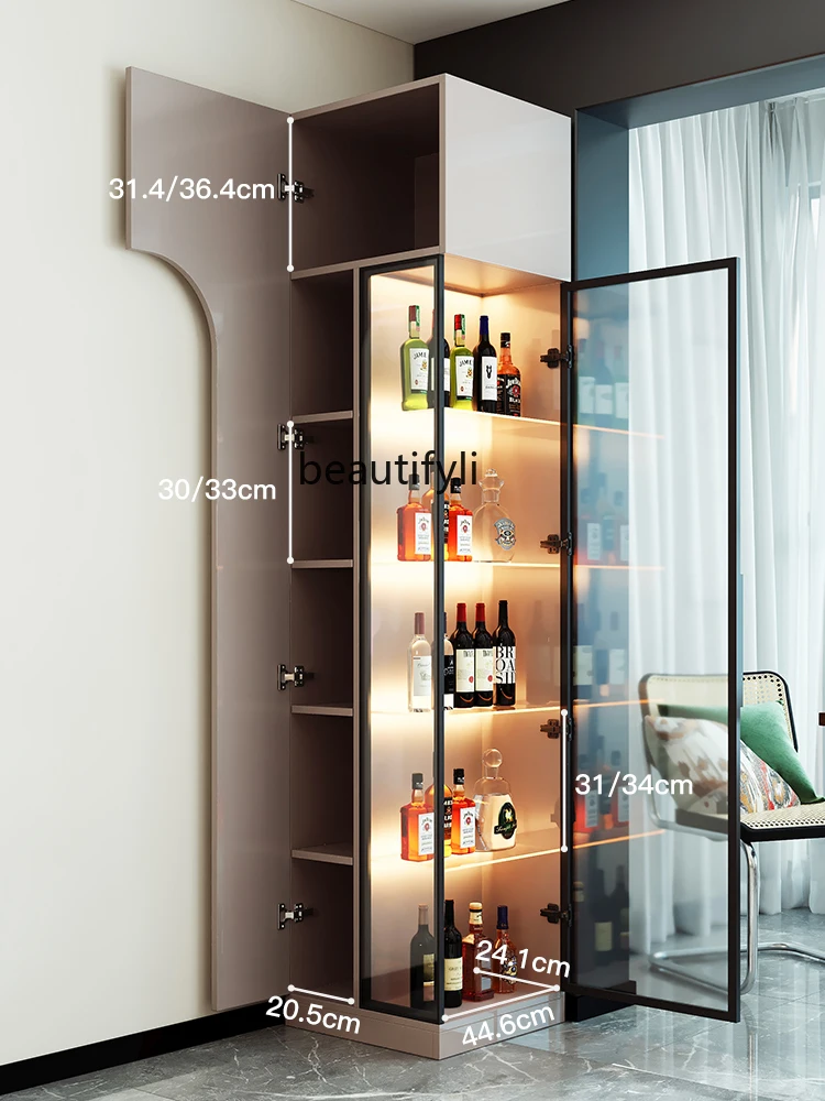 Glass wine cabinet living room wall 2024 new modern simple light luxury high-end storage rack home side cabinet