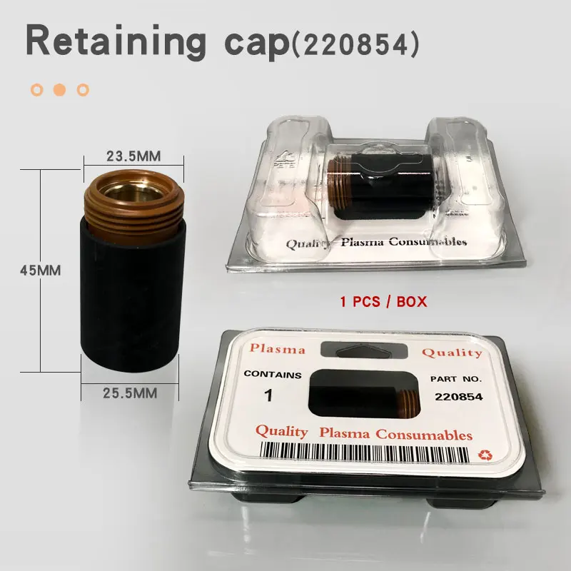 65A/85A/105A Plasma Cutting Consumables Nozzle 220990 Electrode 220842 Shield Cap 220993 Retaining Cap 220854 Swirl Ring 220994