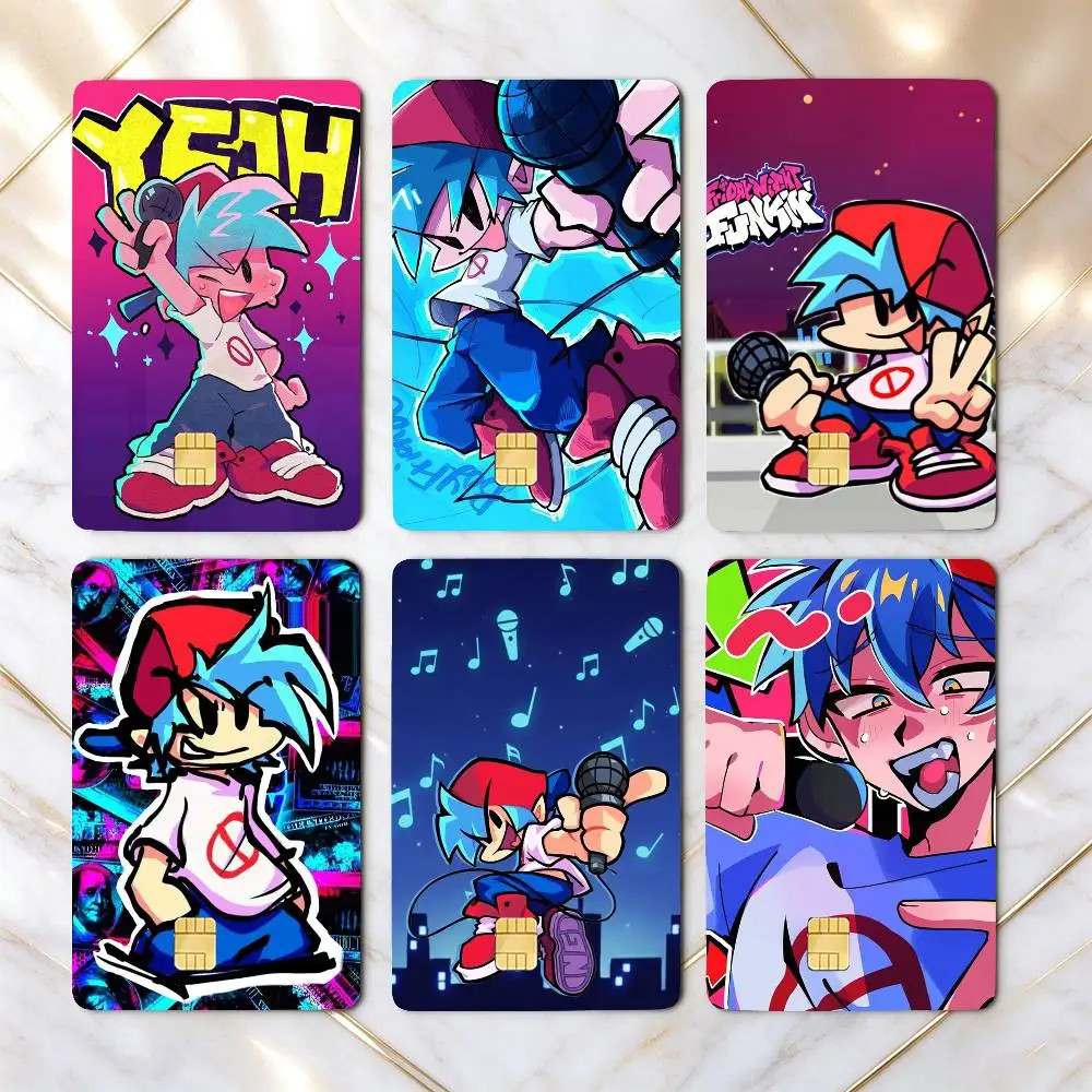 FNF BF Game F-Friday Night Funkin  Credit Card HD Stickers Game Card Decal Small Chip Waterproof Sticker Gift