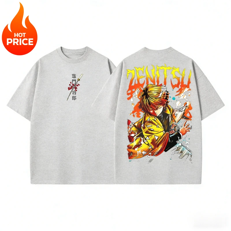 Agatsuma Zenitsu Demon Slayer Harajuku hommes été T-Shirt en vrac femmes surdimensionné Streetwear unisexe décontracté à manches courtes T-Shirt haut