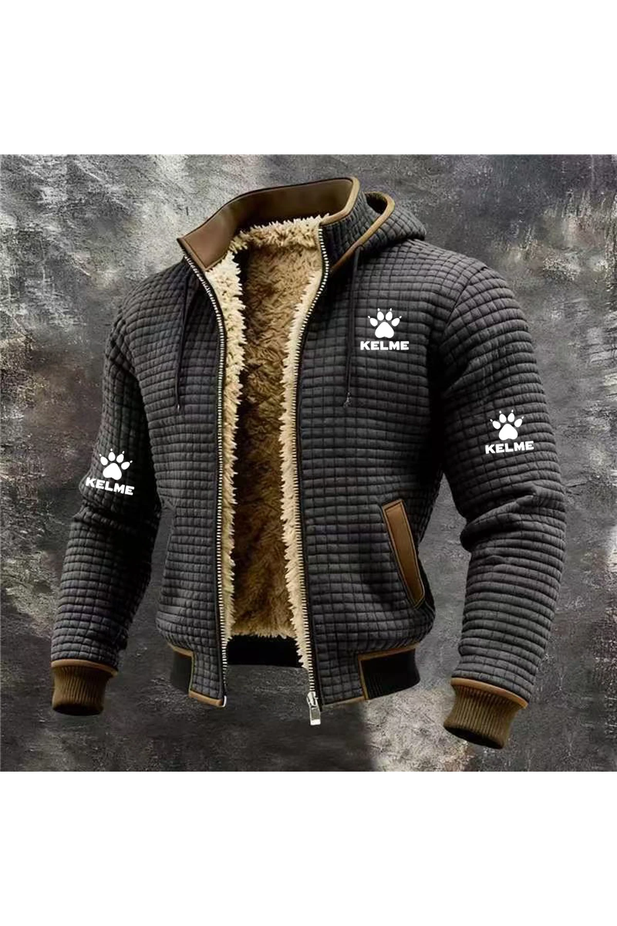 Jaqueta Casual Masculina KELME Outono/Inverno 2026, Jaqueta com Capuz Fashion