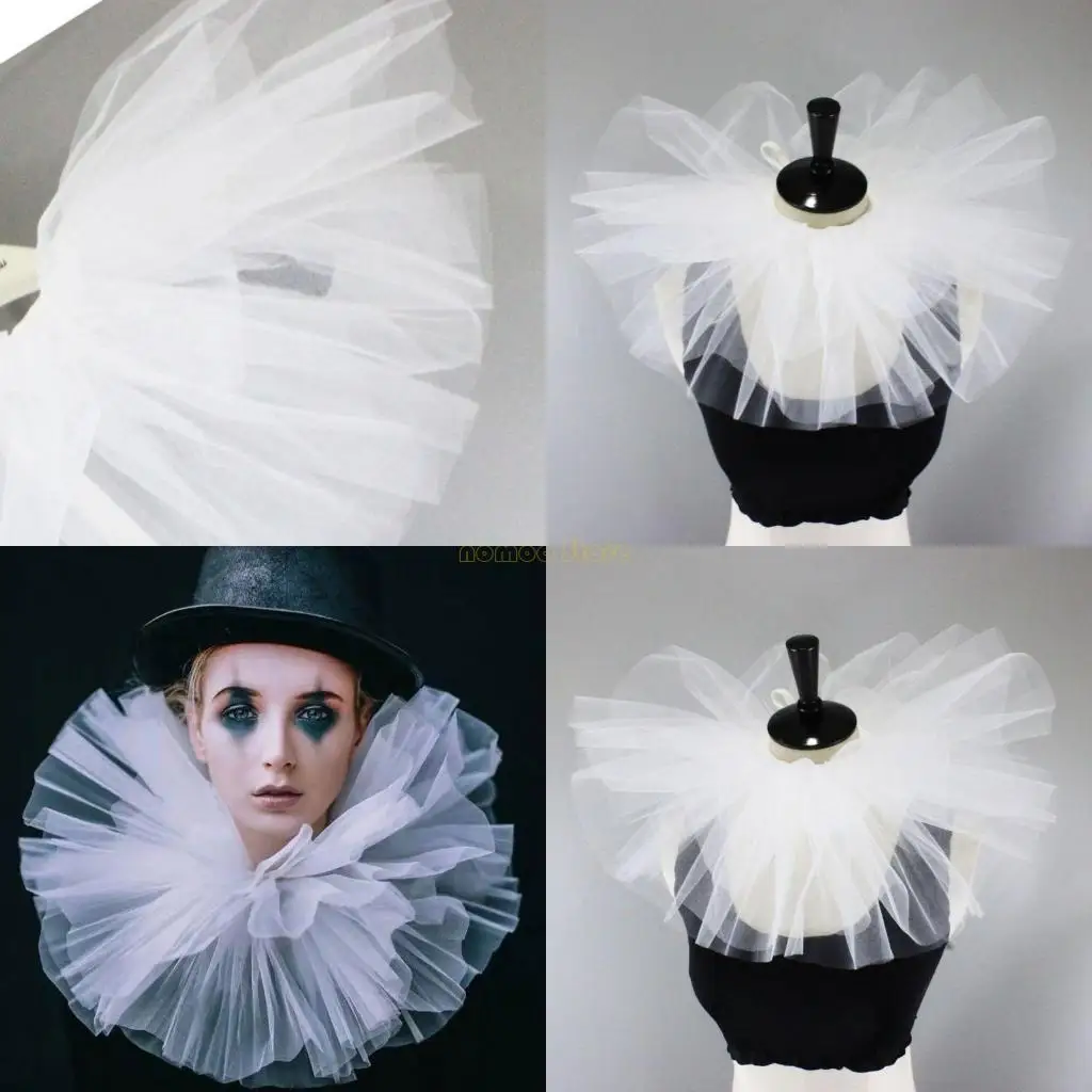 31BF نساء خمر الشبكات الرقبة روف قابلة للفصل تول كشكش طوق النهضة الفيكتوري الهالوين cosplay ملحقات الأزياء #1