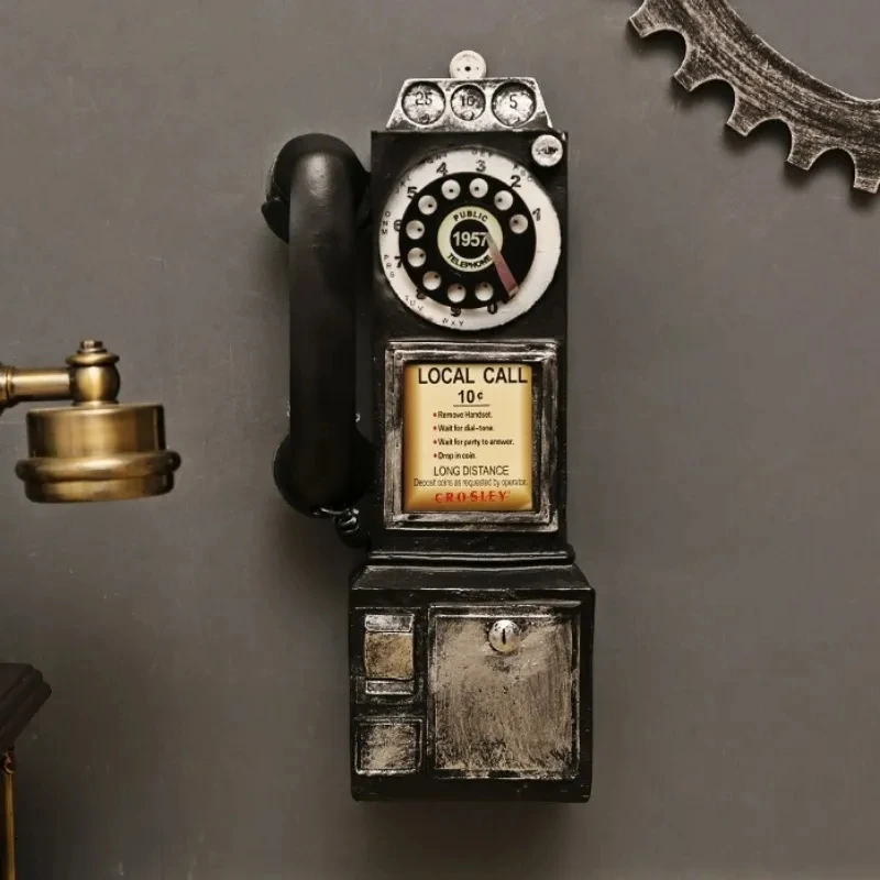 Modello di telefono Vintage quadrante retrò telefono a pagamento ornamenti da appendere alla parete in miniatura soggiorno decorazione della casa