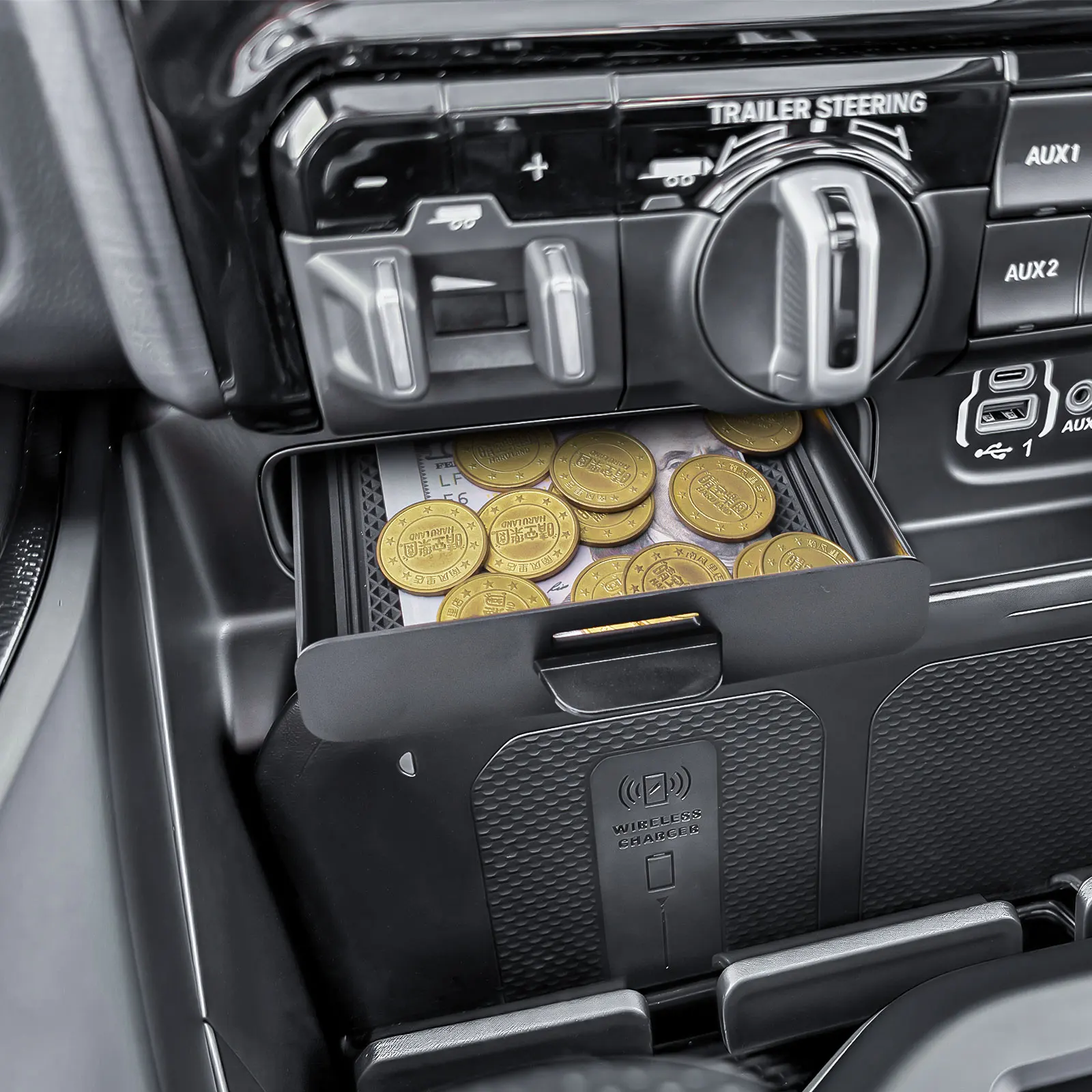Front Drawer Storage Box Tray for 2019–2026 Dodge RAM 1500 2500 3500 Center Console Organizer Insert Drawer Box Car Accessories