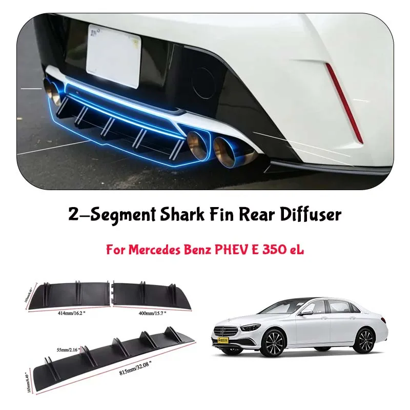 For Mercedes Benz PHEV E 350 eL Shark Fin Rear Diffuser Split Chassis Spoiler Auto Aerodynamic Parts Aerodynamic Modification
