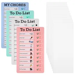 Chores Chart for Kids, 4Pcs to Do List, Checklist Board Detachable Reusable Daily Schedule Behavior Chart