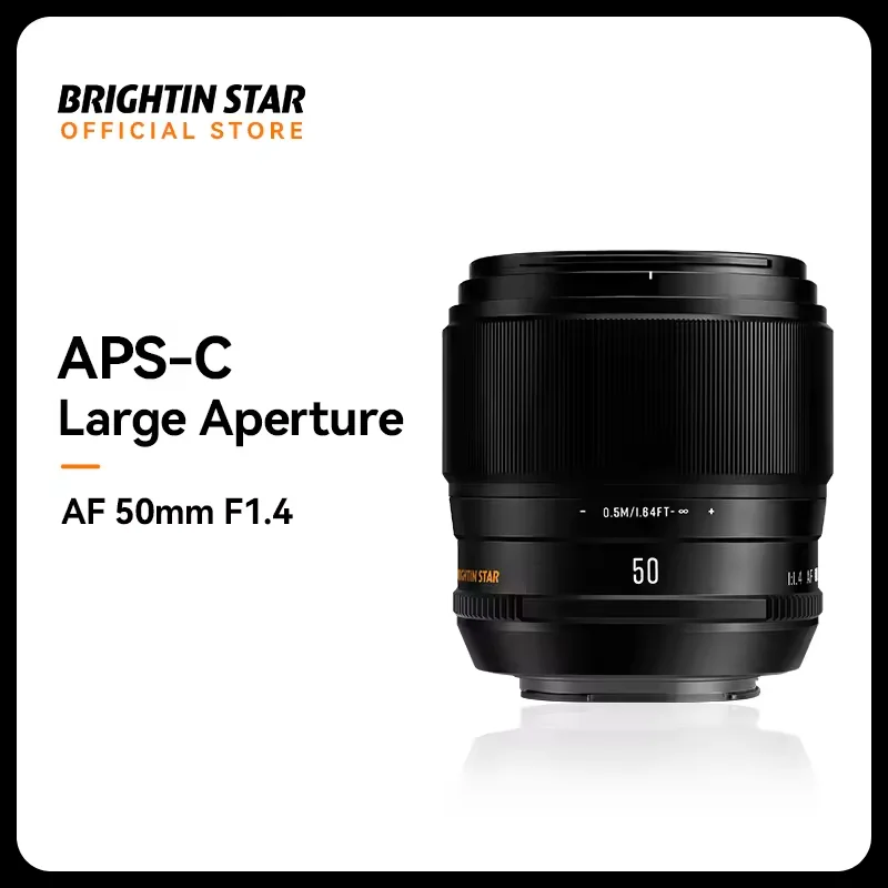 

Объектив Brightin Star AF50mm F1.4 с автофокусом, объектив с фиксированным фокусом и большой диафрагмой, подходит для Sony A6400