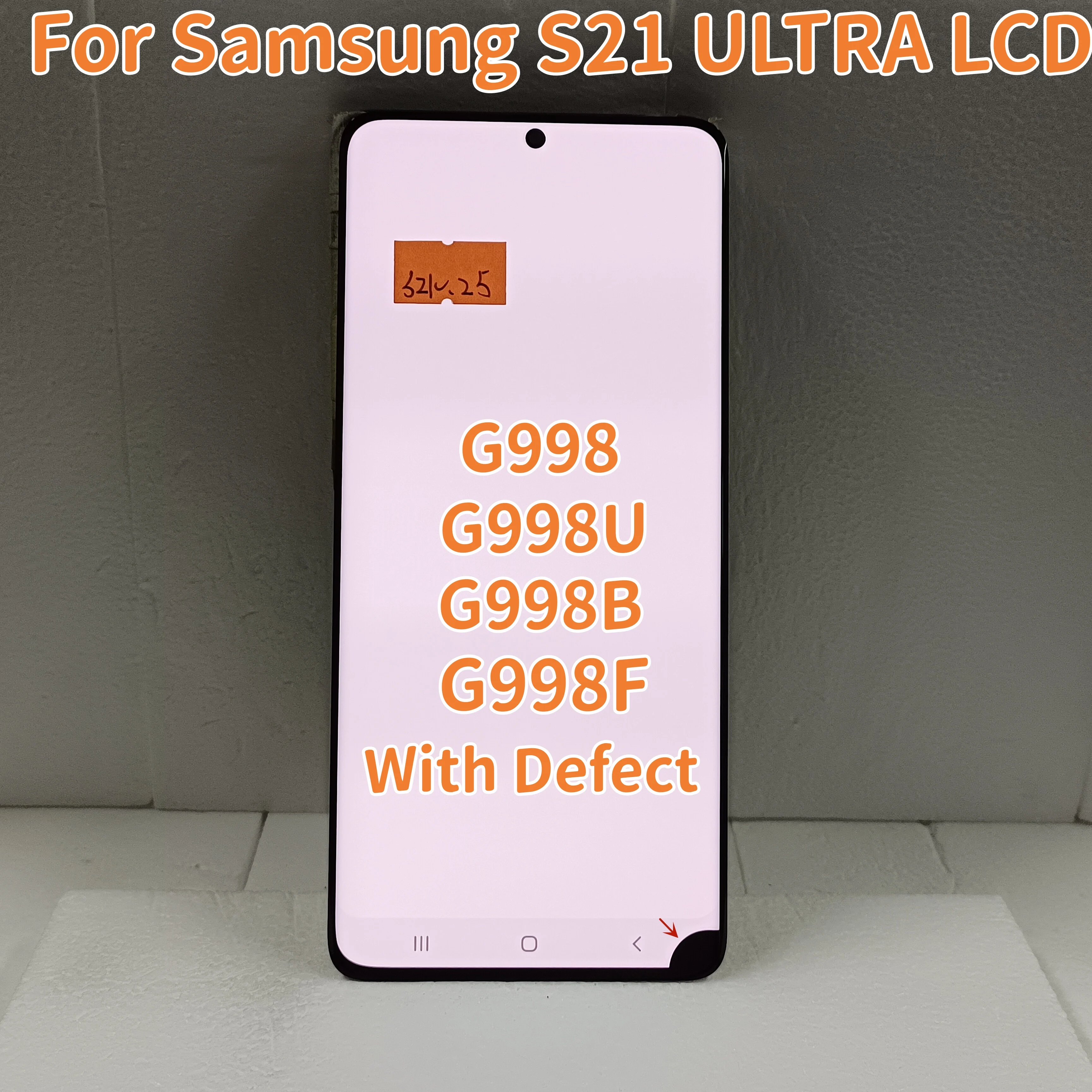 

100% Test For Samsung Galaxy 6.8'' S21 Ultra 5G G998 G998U G998F/DS G998B Display Touch Screen Digitizer Assembly，With Dots Line