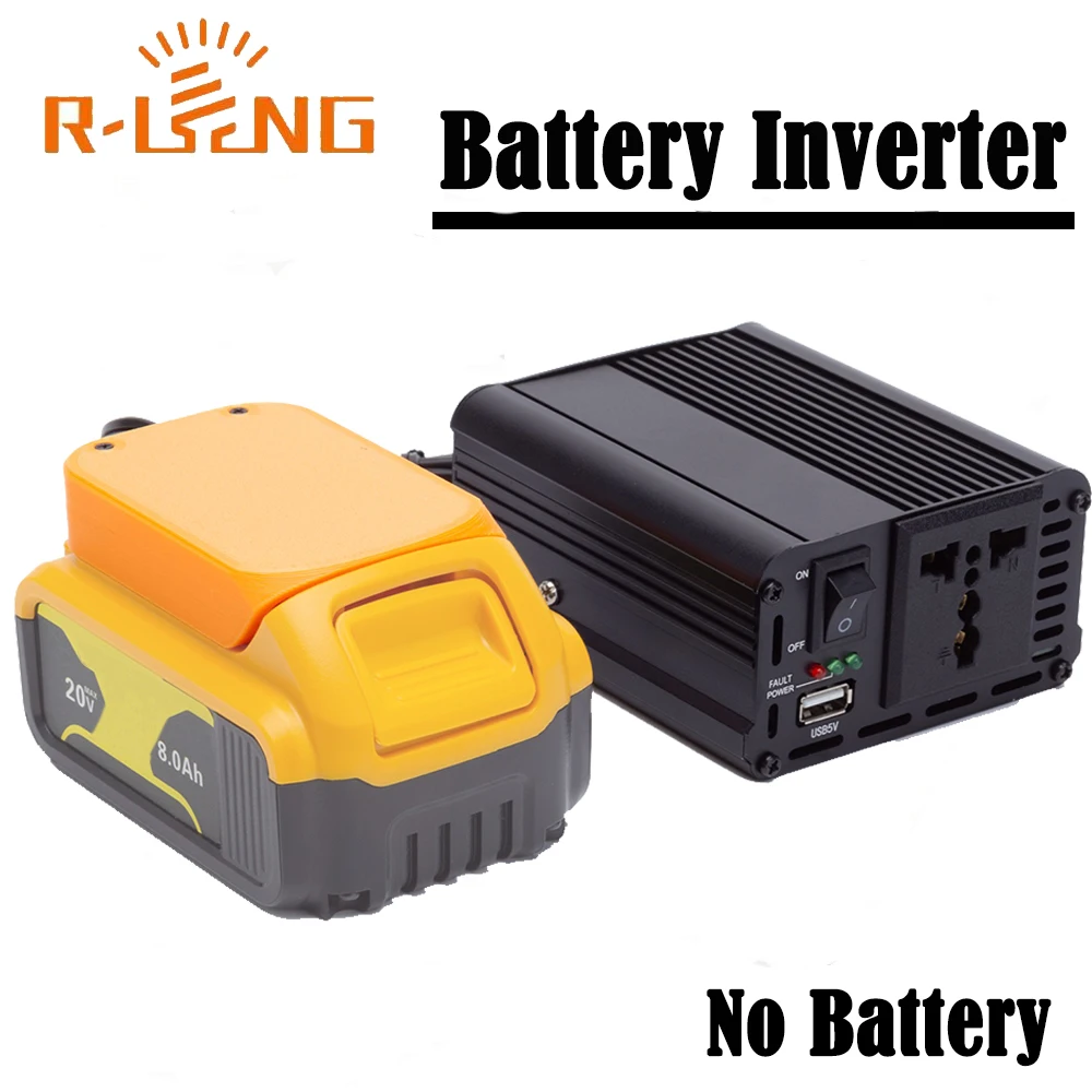 

200W DC to AC 220-240V Portable Inverter for DeWalt 18V Lithium Battery Adapter with USB AC Outlet for Europe/UK/Australia
