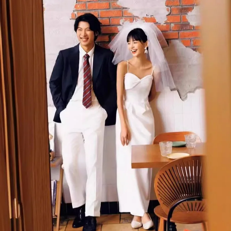 GIYSILE فستان زفاف خفيف موضة معلقة غزل أبيض في الربيع فستان رسمي بسيط للنساء فساتين سهرة أنيقة