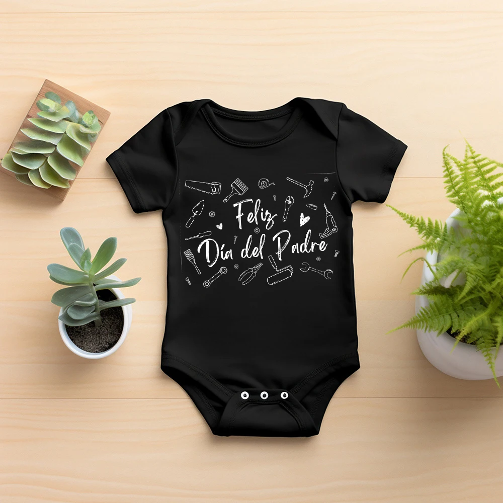 Happy Father's Day Letter Print Baby Romper Girl Boy Infant Short Sleeve Bodysuits Newborn Jumpsuit Fathers Day Baby Clothing