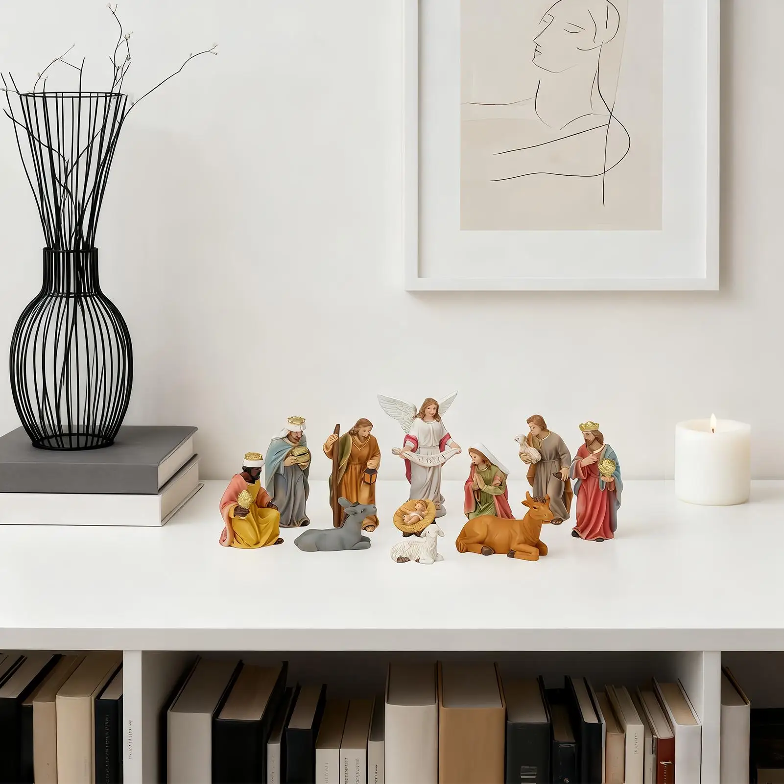 Christmas Nativity Scene Religious Jesus Figurines Manger Home Decor Small Figurines Nativity Scene Table Decor For Indoor