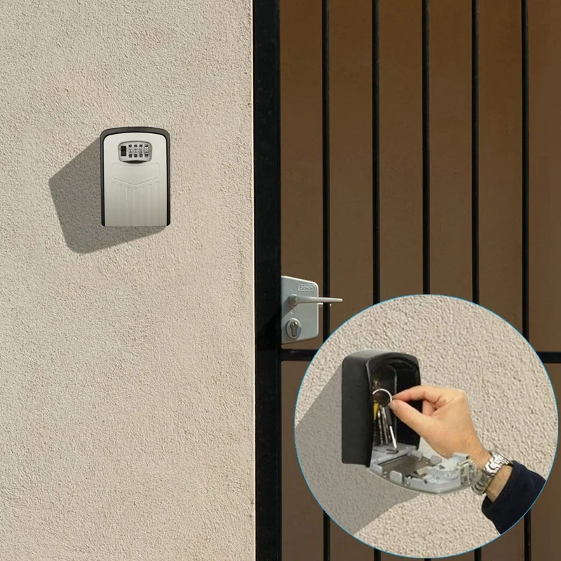 Caja secreta de almacenamiento de llaves de montaje en pared, organizador, combinación de 4 dígitos, contraseña, cerradura de código de seguridad sin llave, caja de seguridad para llaves para el hogar