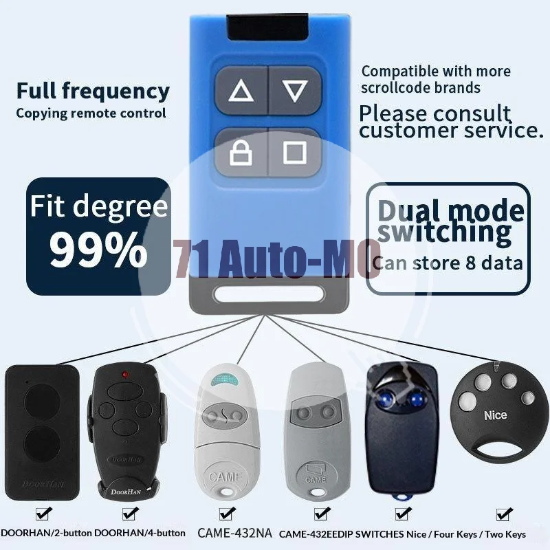 High Sensitivity 433MHz Copy Remote Control 4 Plastic Button Duplicator for Garage Gate Door Opener Residential Access