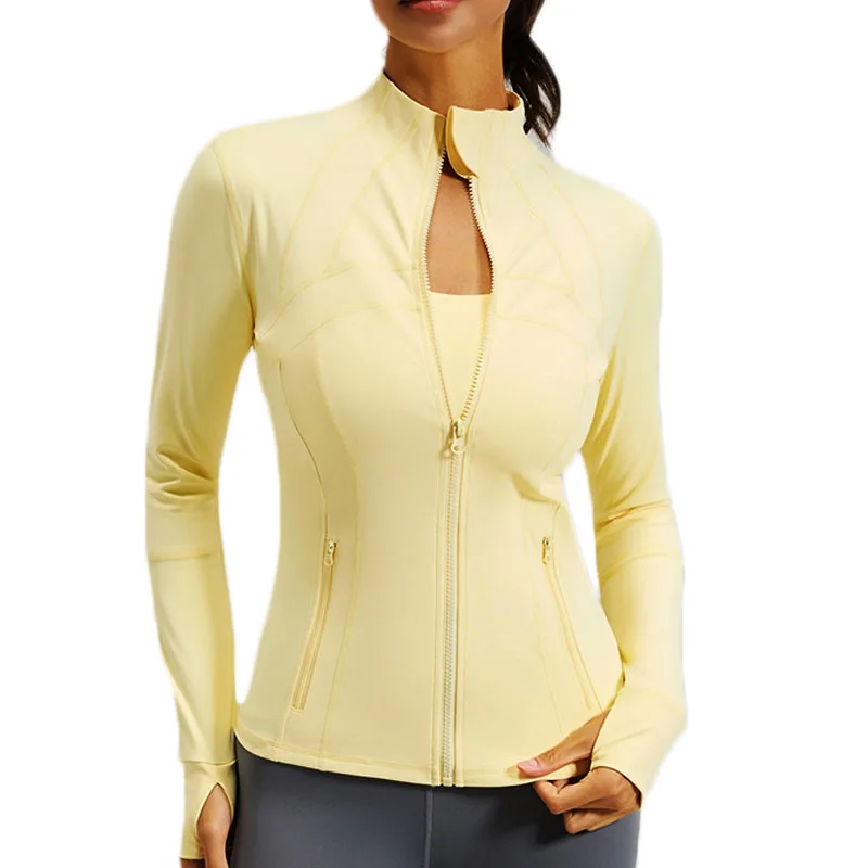 PofyBofy with Pockets Sports Long Sleeve Women Quick Dry Jackets Running Jogging Shirt Full Zip Up Tops Training Long Sleeve