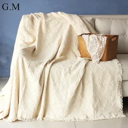 Ins Multi-functional Woven Blanket Soft Sofa Throw Blanket with Tassels Outdoor Camping Picnic Blanket Mat Tablecloth Home Decor