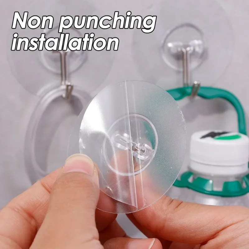 Round Transparent Wall Hooks Strong Self Adhesive Door Wall Hangers Hook Home Storage Hooks Heavy Load Hook Multi-Purpose Racks