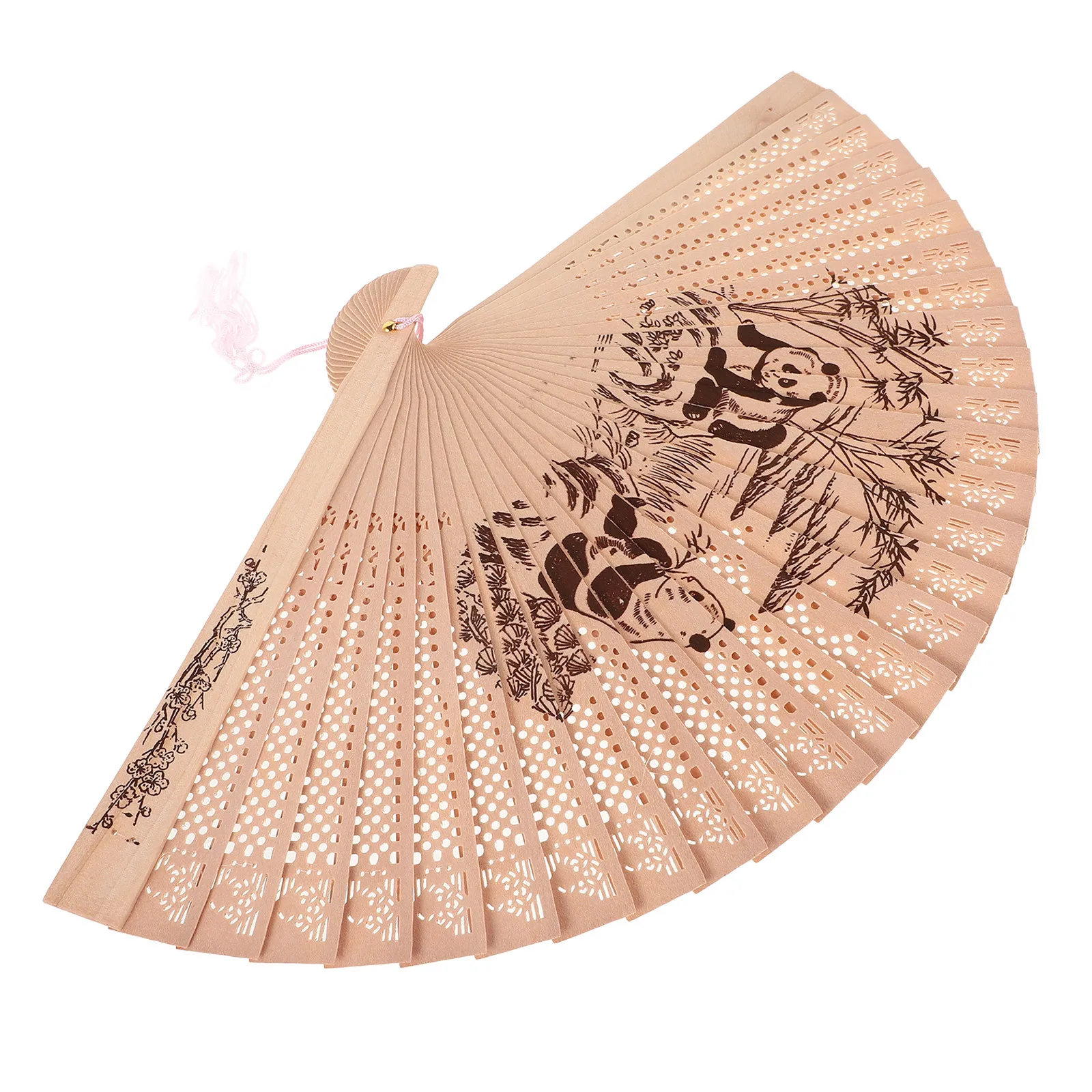 

Exquisite Wood Folding Fan Hollow Carved Vintage Chinese Style Hand Fan for Women Elegant Portable Cooling Accessory