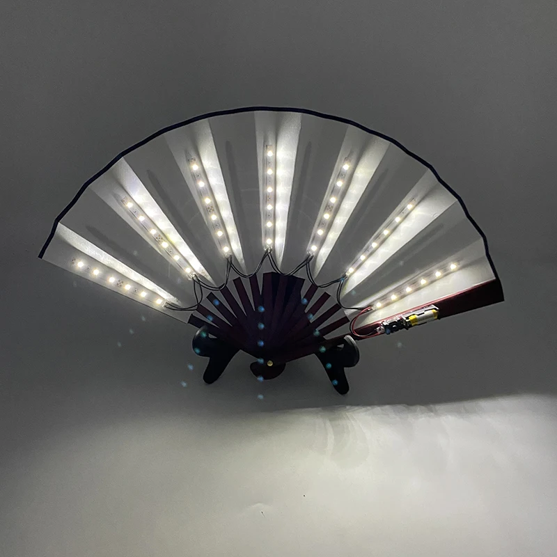 10 inches LED Luminous Folding Fan Dance Party Wedding Stage Performance Show Festival Fans Colorful Led Hand Fan Kung Fu Fan