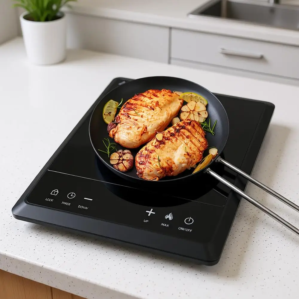 

1700W Portable Induction Cooktop, 10-Level Adjustment, 3-Hour Timer, Smart Touch, Safety Lock