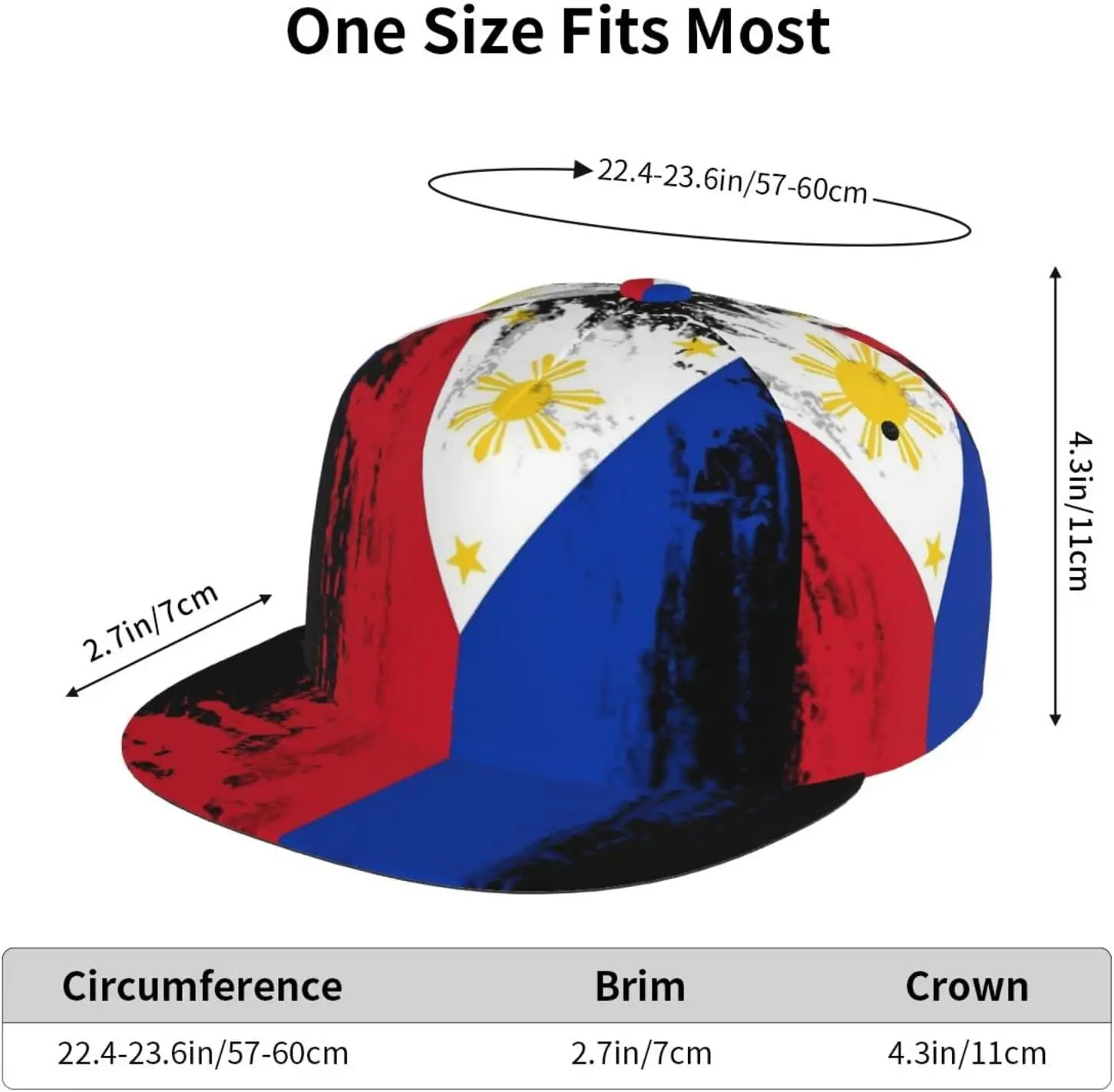 Philippines Flag Baseball Cap for Men Women Filipino Snapback Hat Adjustable Filipino Sun and Star Flag Flat Bill Brim Hat