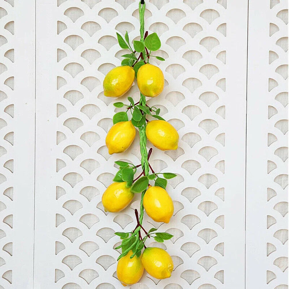 2pcs 52CM Artificial Fake Lemons String Modle Fruits Photography Props For Garden Christmas Home Wall Decoration DIY Ornaments