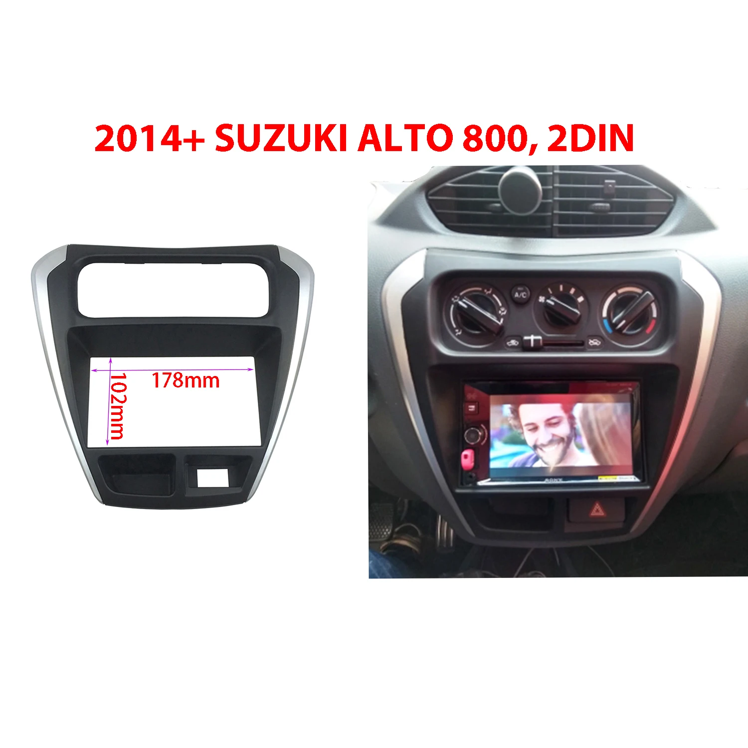 

Double 2Din Fascia for SUZUKI-Maruti Alto 800 2014+ Radio DVD Stereo CD Panel Dash MountingTrim Kit Frame