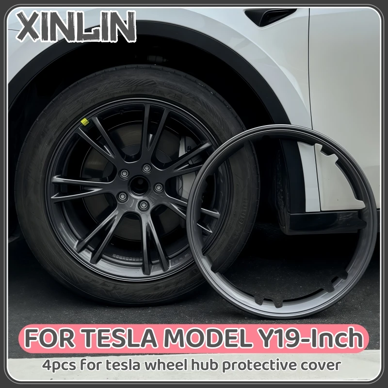 

4PCS For Tesla Model Y 19 Inch Rim Wheel Hub Protection Patch Protector Hubcaps Parts Automobile Cover Cap Accessories 2018-2024