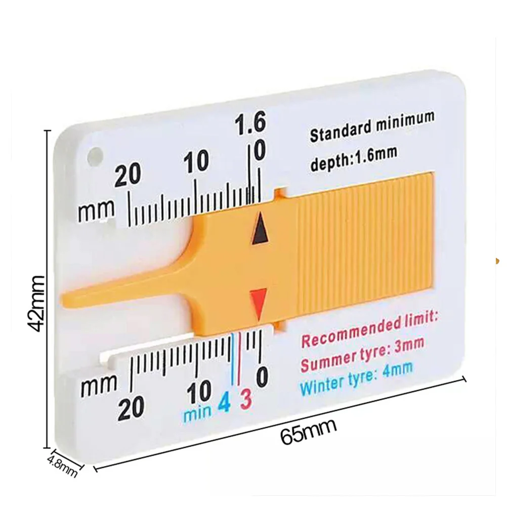 

4Pcs Tire Tread Depth Gauge Portable Shock Resistant High Precision Easy Use Tire Tread Caliper 0-20Mm Yellow Blue