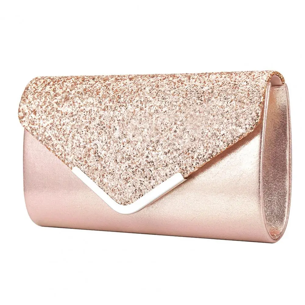 Magnetic Button Clutch Elegant Sequin Clutch Bag with Detachable Chain for Weddings Parties Prom Vintage Style Wallet